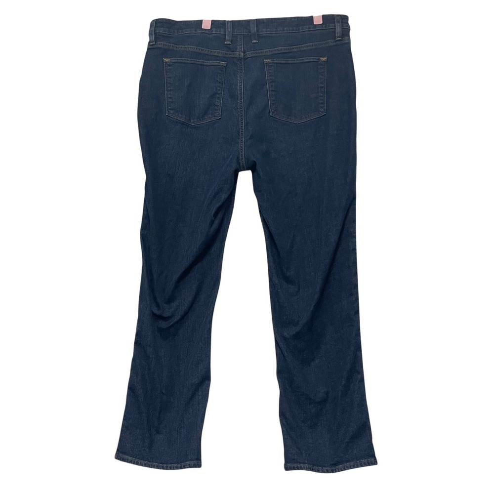 LL Bean Favorite Fit Flannel Jeans Womens 18 Dark Wash Straight Leg High Rise - Picture 3 of 5